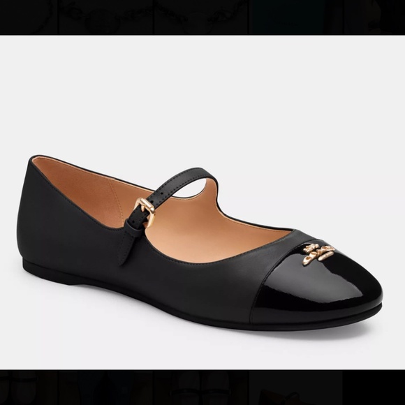 Coach Aubree Mary Jane Flats Black - Picture 1 of 5